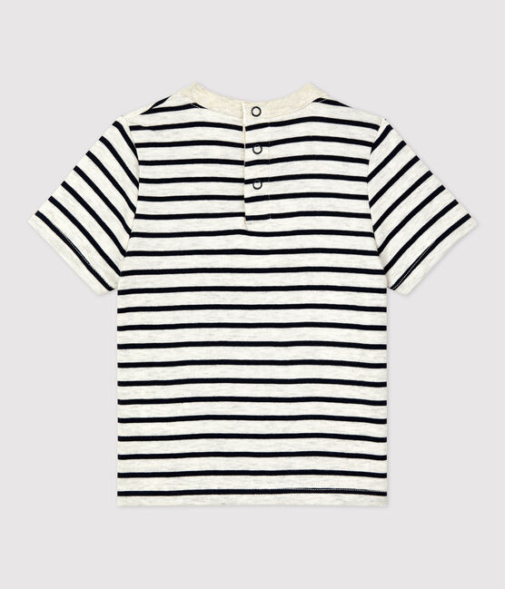 Camiseta de manga corta a rayas de algodón para bebé beige MONTELIMAR/azul SMOKING