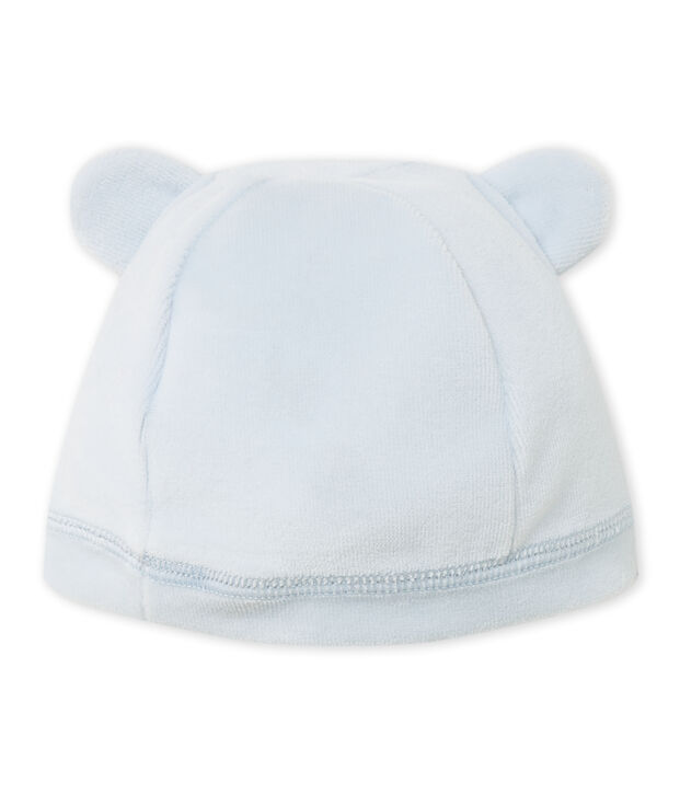 Gorro de nacimiento en terciopelo para beb&eacute; unisex azul