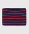 Braga de cuello infantil de punto tricotado a rayas con forro polar azul/rojo