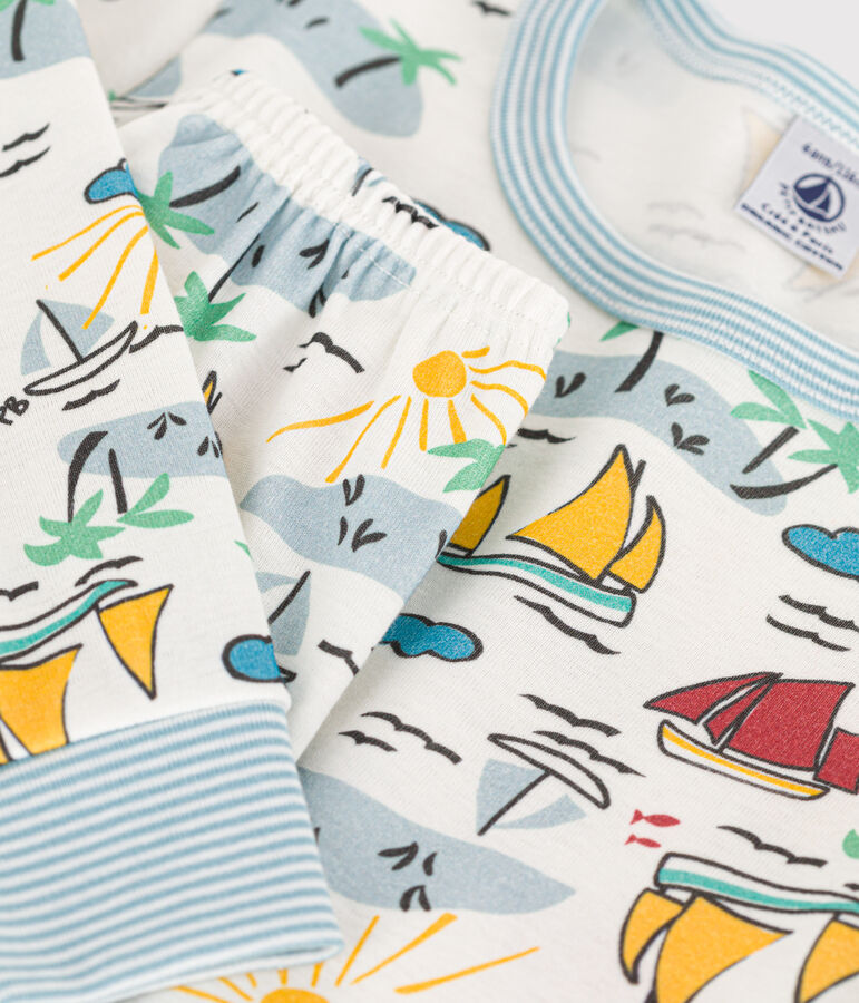 Pijama de algod&oacute;n de explorador para ni&ntilde;o/ni&ntilde;a blanco/multicolor