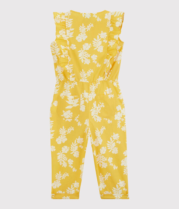 Mono de popelina estampada para ni&ntilde;a amarillo/blanco