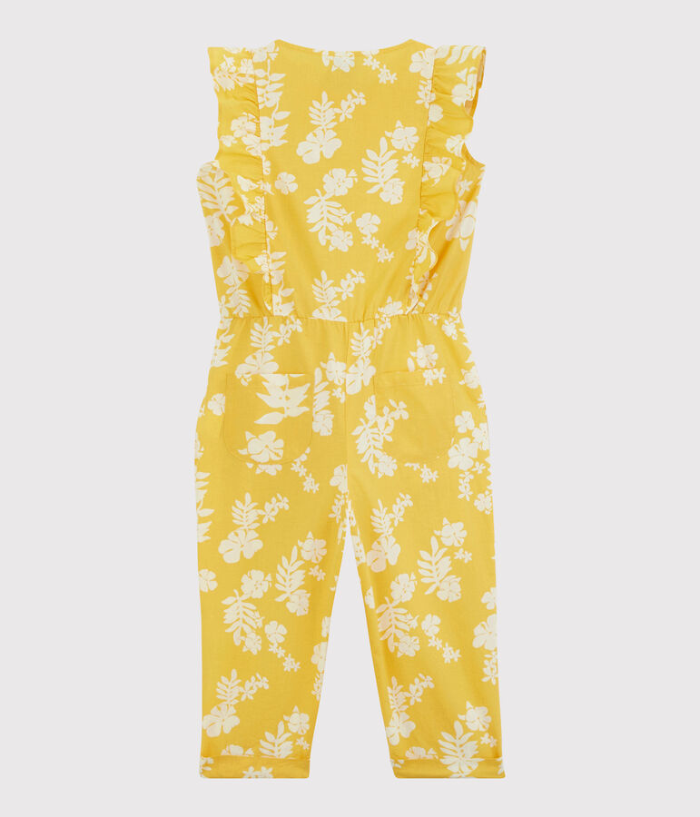 Mono de popelina estampada para ni&ntilde;a amarillo/blanco