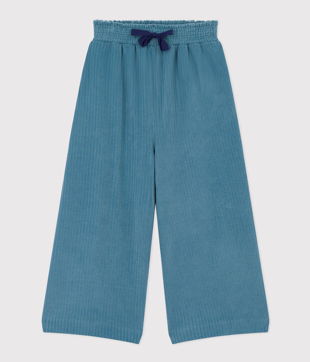 Pantal&oacute;n ancho de terciopelo fino de ni&ntilde;a azul