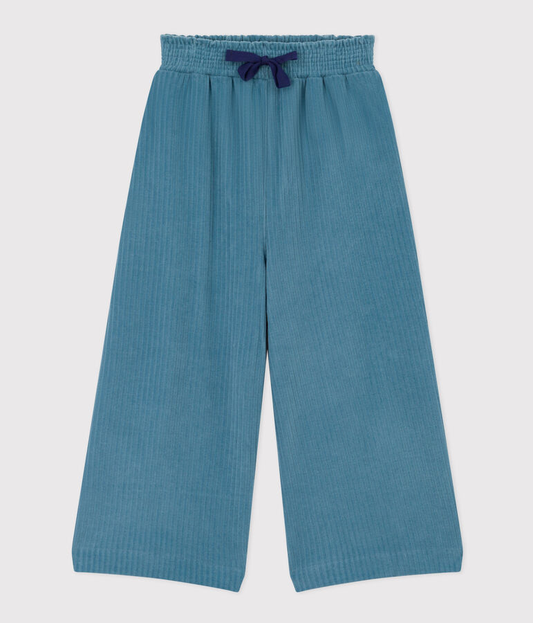 Pantal&oacute;n ancho de terciopelo fino de ni&ntilde;a azul POLOCHON