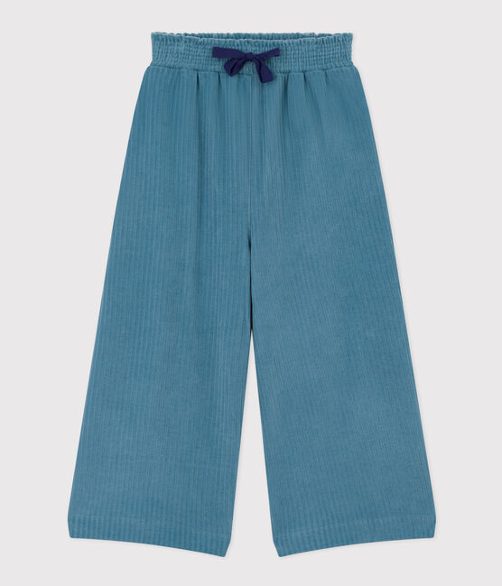 Pantalón ancho de terciopelo fino de niña azul POLOCHON