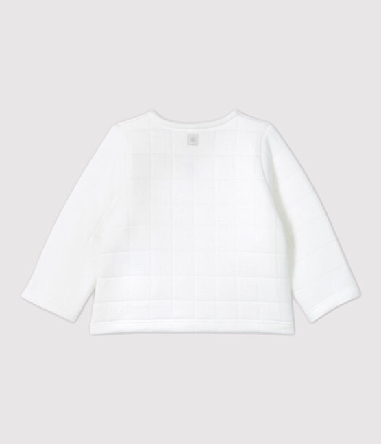 Cárdigan de bebé acolchado de algodón orgánico blanco MARSHMALLOW
