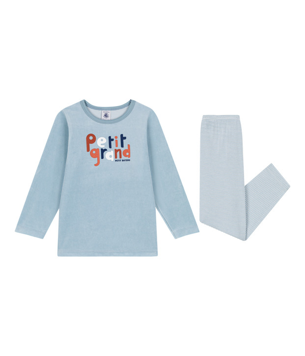 Pijama infantil de terciopelo azul/multicolor