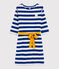 Vestido de rayas de manga larga de mujer azul SURF/blanco MARSHMALLOW