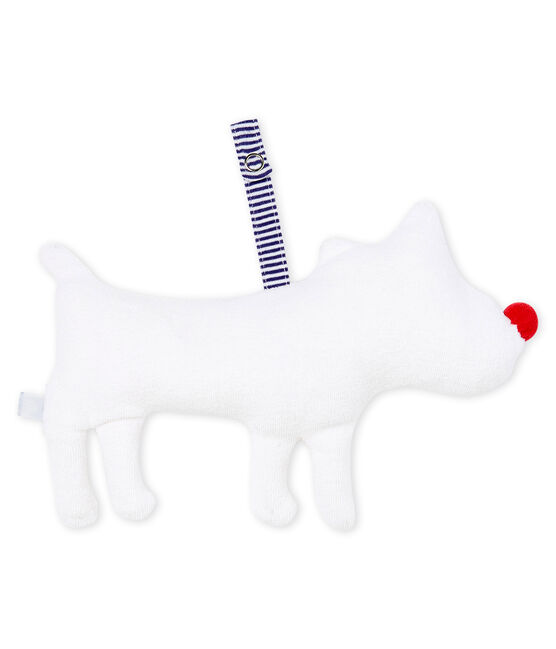 Doudou porta chupete para bebé niño en toalla de rizo blanco MARSHMALLOW