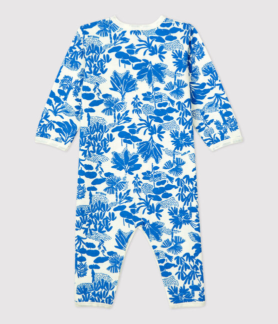 Pelele vegetal sin pies de algodón de bebé blanco MARSHMALLOW/azul BRASIER