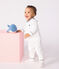 Pijama de 2 piezas de algod&oacute;n para beb&eacute; (unisex) con cuello marinero blanco