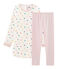 Camisón de manga larga de corazones para niña de punto doble cara blanco MARSHMALLOW/blanco MULTICO