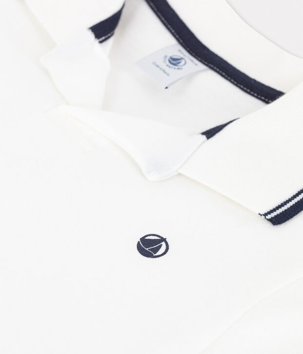 Polo de manga corta de punto de ni&ntilde;o blanco