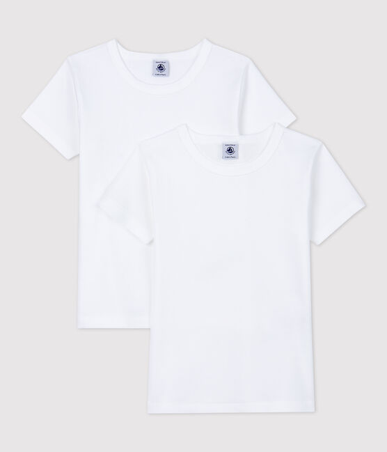 Lote de 2 camisetas de manga corta blancas de niño variante 1