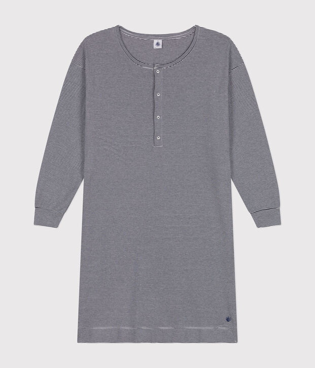 Camis&oacute;n de algod&oacute;n a rayas para mujer azul/blanco