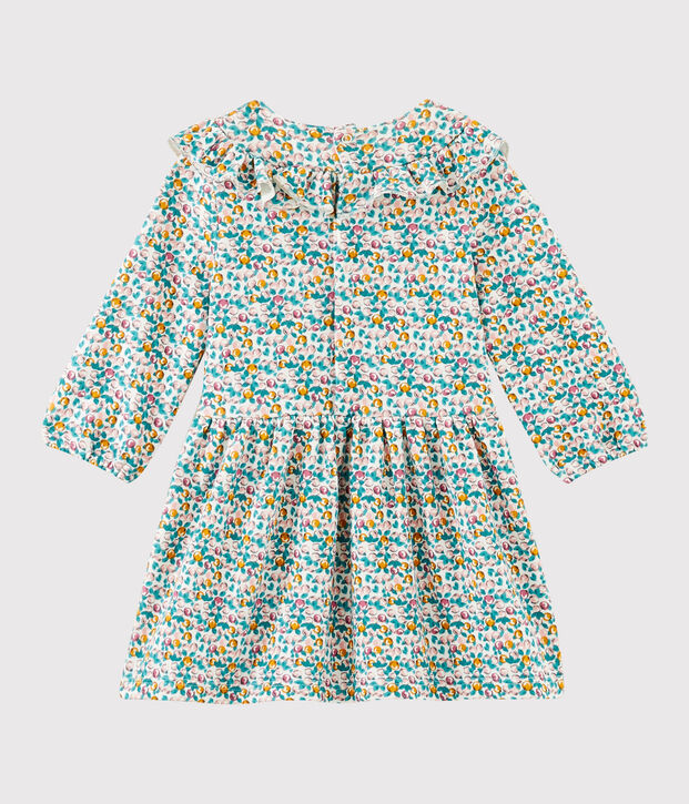Vestido de manga larga para beb&eacute; ni&ntilde;a blanco/multicolor