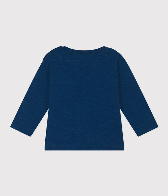Camiseta de manga larga de punto flameado para bebé azul INCOGNITO