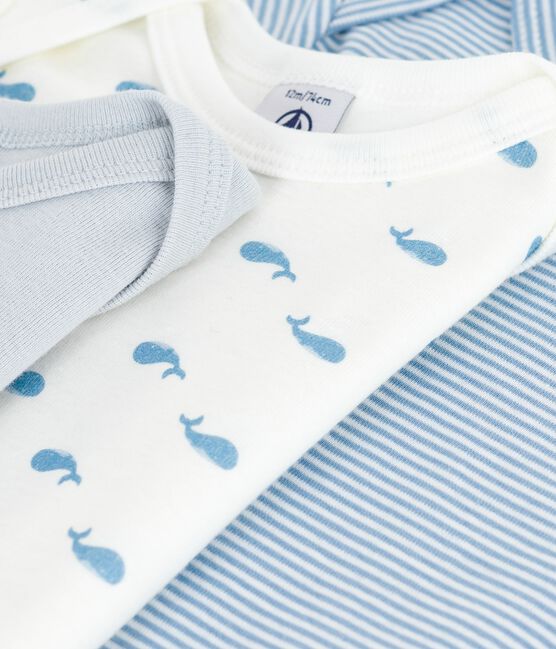Juego de bodis de algodón de manga larga con estampado de ballenas para bebé variante 1