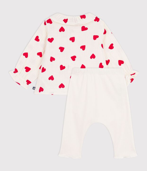 Conjunto largo de 2 piezas de algod&oacute;n con blusa estampada y leggings para beb&eacute; multicolor
