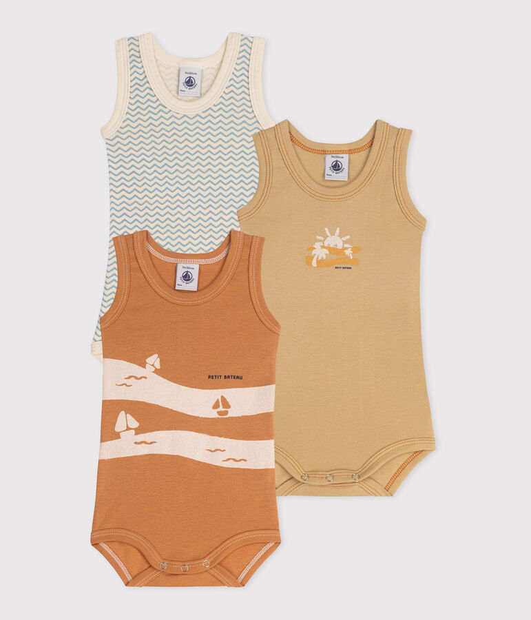 Juego de 3 bodis de algod&oacute;n sin mangas para beb&eacute; multicolor