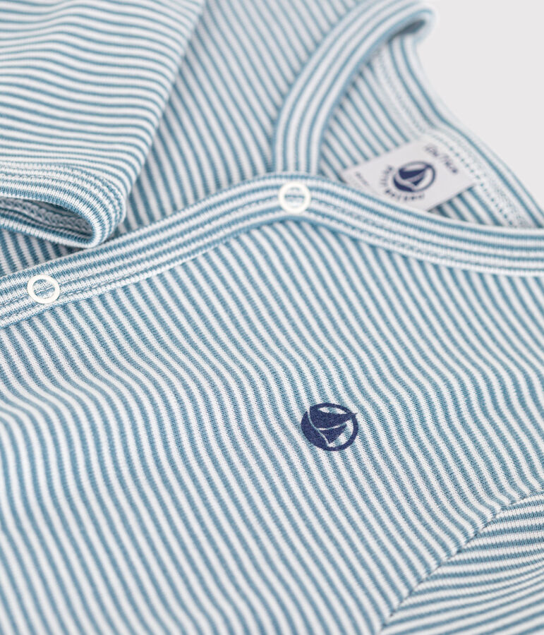 Pijama estampado de algod&oacute;n para beb&eacute; azul/blanco