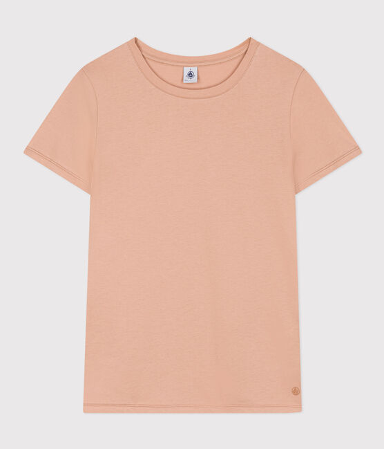 Camiseta LA RECTA de algodón con cuello redondo para mujer beige VINTAGE