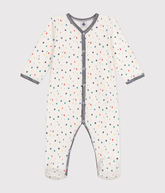 Pijama de terciopelo para bebé blanco MARSHMALLOW/blanco MULTICO