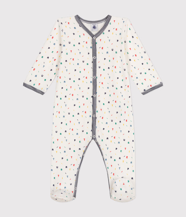 Pijama de terciopelo para beb&eacute; blanco/multicolor