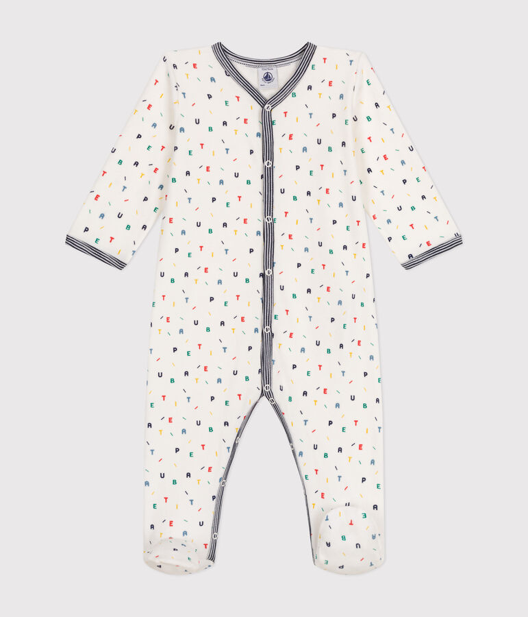 Pijama de terciopelo para beb&eacute; blanco/multicolor