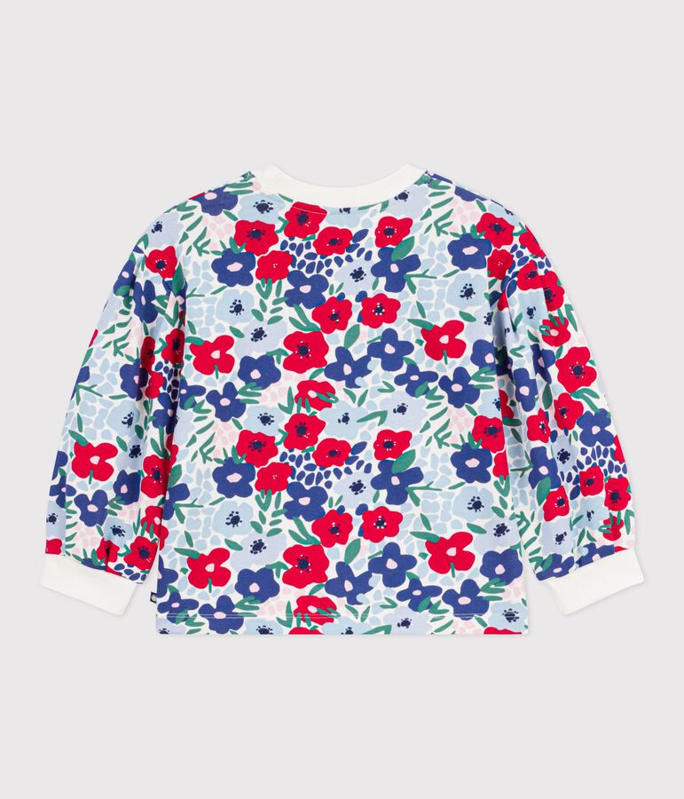 Sudadera infantil de algod&oacute;n con estampado de flores blanco/multicolor
