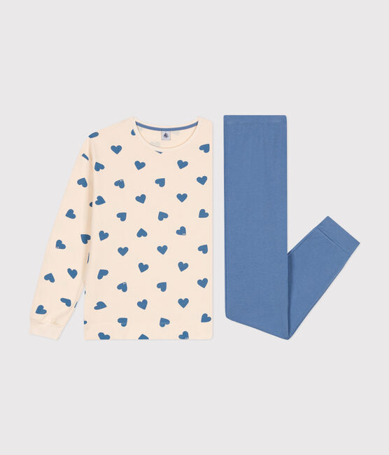 Pijama de dos materiales de algodón para mujer azul BEACH/ AVALANCHE