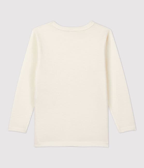 Camiseta infantil de manga larga en lana y algodón gris ECRU