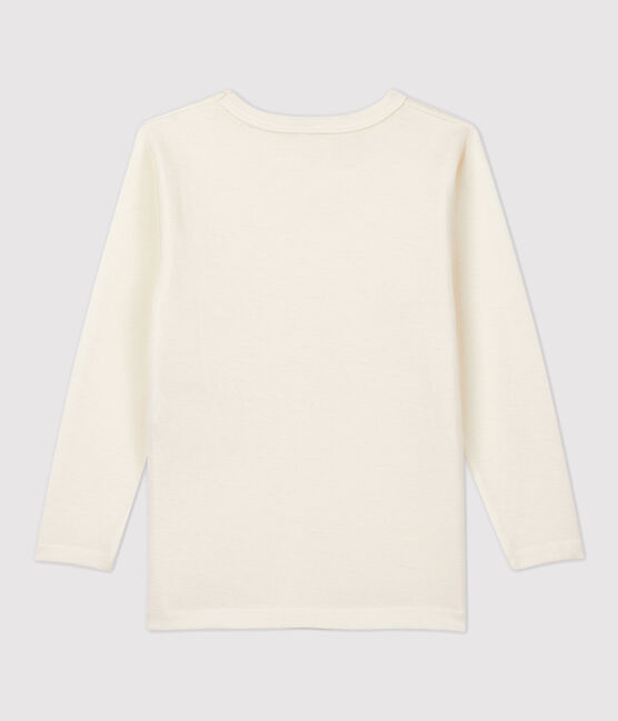 Camiseta infantil de manga larga en lana y algodón gris ECRU