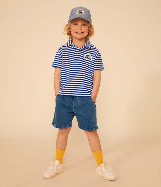 Polo de manga corta de rizo para niño azul SURF/ AVALANCHE