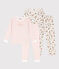 Juego de 2 pijamas de algodón con flores y rayas para niña variante 1