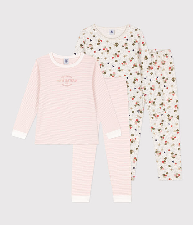 Juego de 2 pijamas de algod&oacute;n con flores y rayas para ni&ntilde;a multicolor