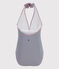 Bañador de una pieza a rayas para mujer azul MEDIEVAL/blanco MARSHMALLOW