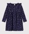 Vestido infantil de manga larga de algod&oacute;n con flores azul/multicolor