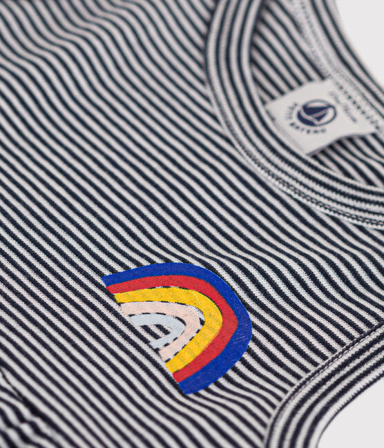 Vestido sin mangas de algodón a rayas para bebé azul SMOKING/blanco MARSHMALLOW