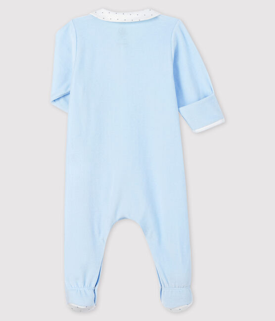 Pelele azul con cuello de bebé de terciopelo de algodón orgánico azul FRAICHEUR