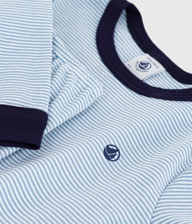 Pijama infantil de algod&oacute;n a rayas azul/blanco