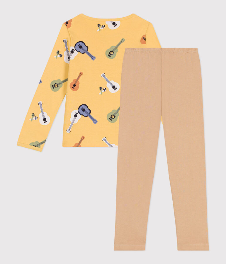 Pijama infantil de manga larga de algod&oacute;n beige/multicolor