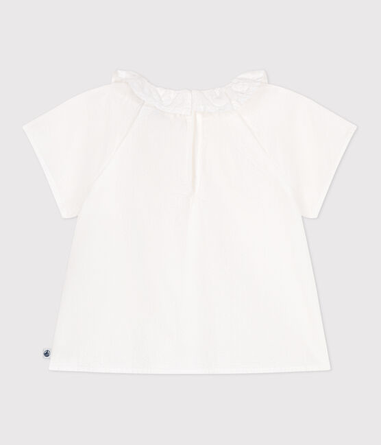Blusa de manga corta de seersucker a rayas para bebé blanco ECUME