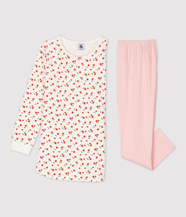 Camis&oacute;n con estampado de flores de ni&ntilde;a de algod&oacute;n blanco/multicolor