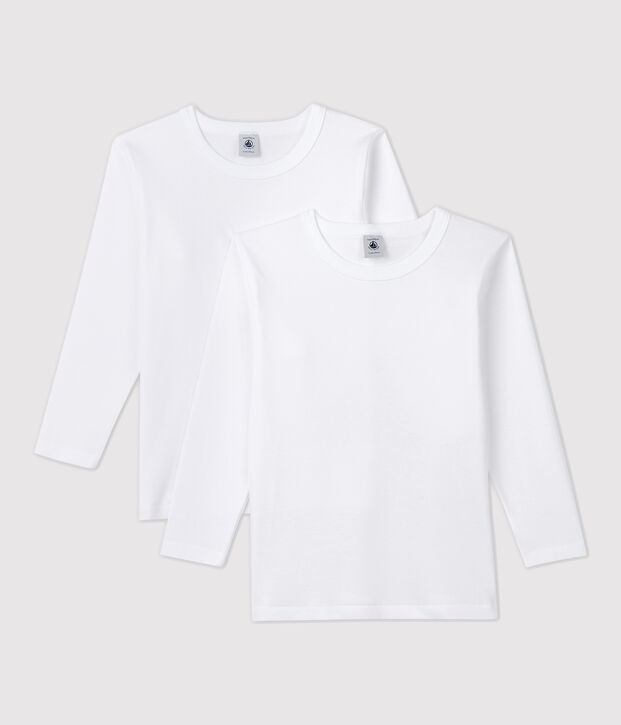 Lote de 2 camisetas de manga larga blancas de ni&ntilde;o multicolor