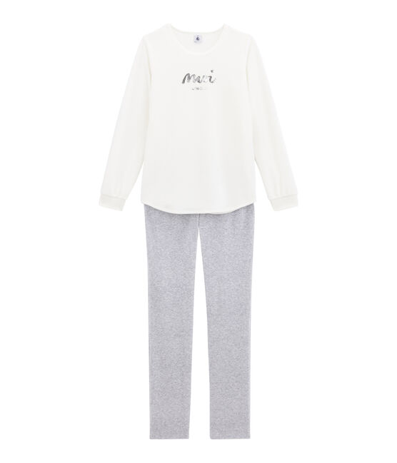 Pijama para niña blanco MARSHMALLOW/gris POUSSIERE