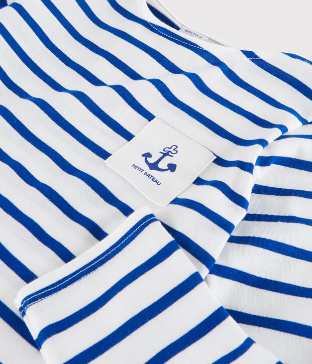 Camiseta marinera para ni&ntilde;a y ni&ntilde;o blanco/azul