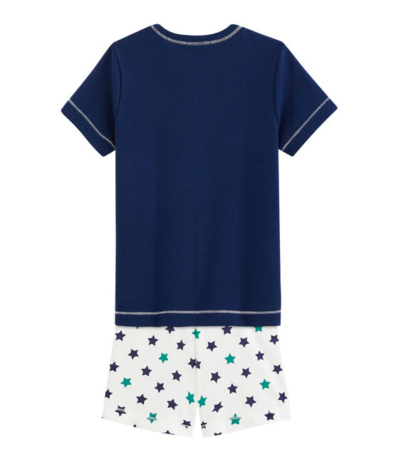 Pijama corto de lino/algodón para niño azul MEDIEVAL/blanco MULTICO