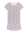 Pijama corto de punto para chica blanco MARSHMALLOW/blanco MULTICO