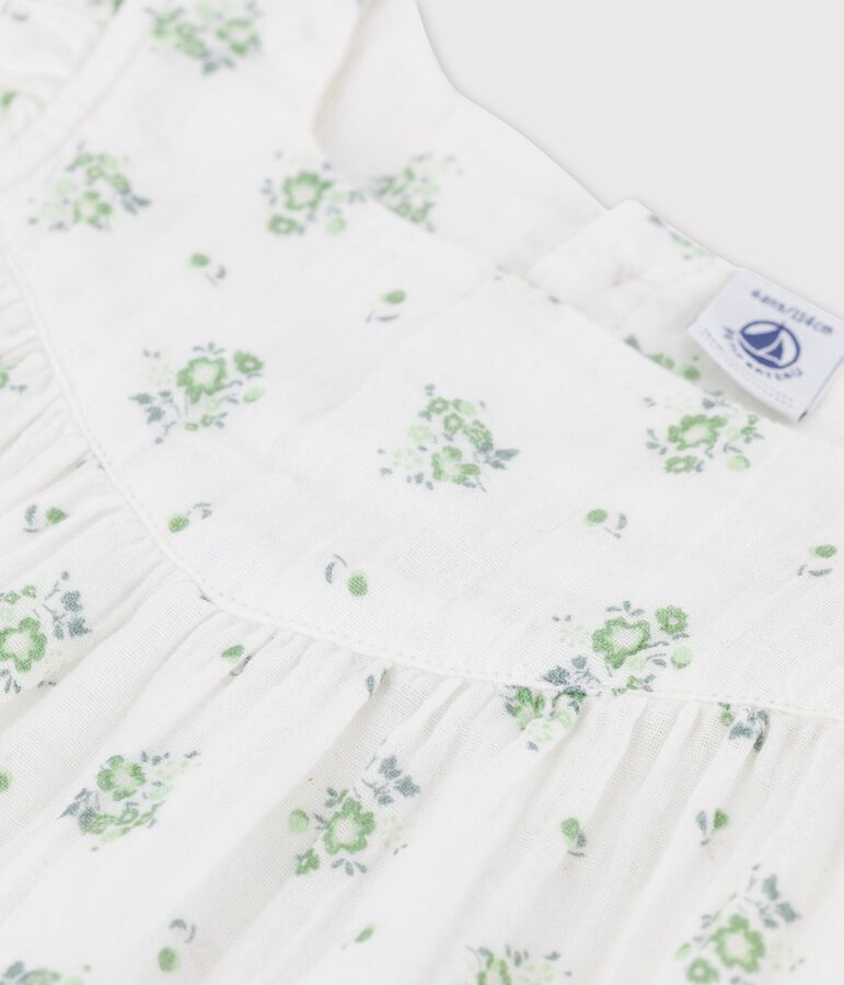 Blusa estampada de gasa de algod&oacute;n org&aacute;nico de ni&ntilde;a blanco/multicolor